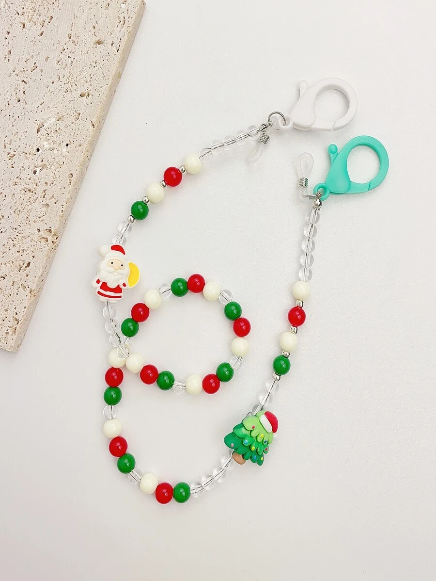 Cadena de mascarilla Papá Noel de Navidad & con diseño de árbol - Multicolor - Ver 1