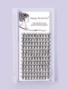 Cluster Lashes DIY Eyelash Extensions 9mm Mixed Length Natural Black D Curl Spiky Wispy Manga False Eyelashes - Black - View 1