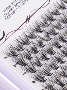 Cluster Lashes DIY Eyelash Extensions 9mm Mixed Length Natural Black D Curl Spiky Wispy Manga False Eyelashes - Black - View 2