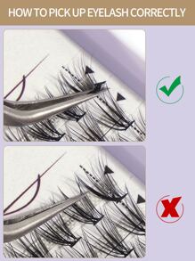 Cluster Lashes DIY Eyelash Extensions 9mm Mixed Length Natural Black D Curl Spiky Wispy Manga False Eyelashes - Black - View 3