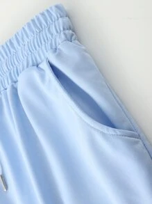 Manfinity EMRG 男士卡通圖案T恤和短褲 - 藍白色 - 查看 4