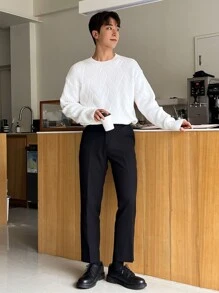 DAZY Men Solid Drop Shoulder Fall Sweater