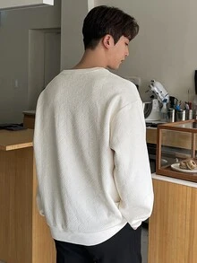 DAZY Men Solid Drop Shoulder Sweatshirt - Beige - View 2