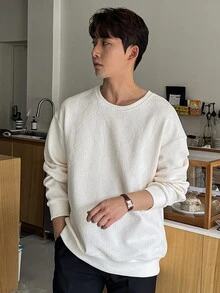 DAZY Men Solid Drop Shoulder Sweatshirt - Beige - View 5