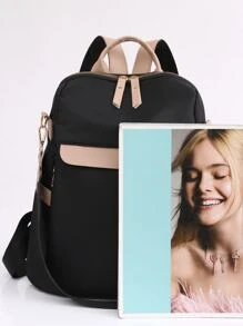 Color Block Functional Backpack - Black - View 6