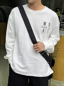 DAZY Men Letter Graphic Drop Shoulder Tee - White - View 1