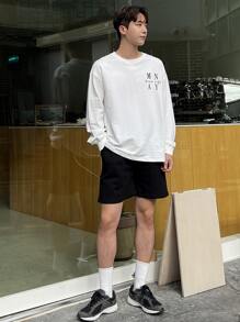 DAZY Men Letter Graphic Drop Shoulder Tee - White - View 4