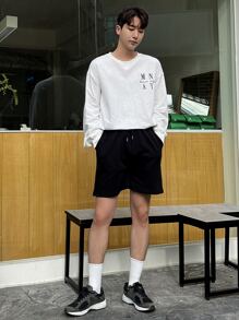 DAZY Men Letter Graphic Drop Shoulder Tee - White - View 5