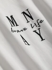 DAZY Men Letter Graphic Drop Shoulder Tee - White - View 6