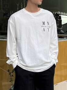 DAZY Men Letter Graphic Drop Shoulder Tee - White - View 7