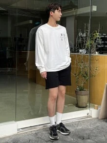 DAZY Men Letter Graphic Drop Shoulder Tee - White - View 8