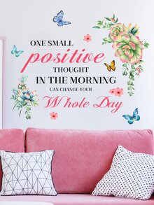 1 nhãn dán tường đồ họa bướm & khẩu hiệu - Nhiều màu - Xem 4