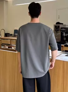 DAZY Men Slogan Graphic Drop Shoulder Tee - Grey - View 2