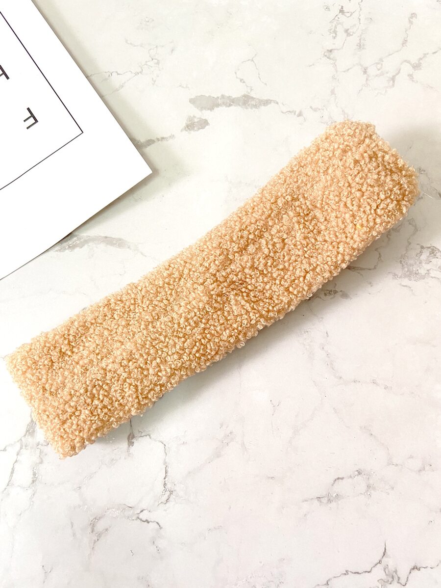 Banda de pelo unicolor de peluche - Caqui - Ver 1