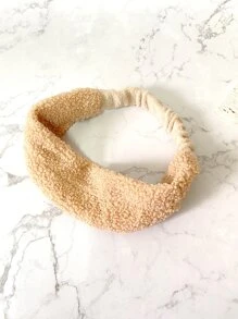 Banda de pelo unicolor de peluche - Caqui - Ver 3