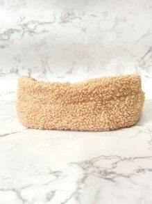 Banda de pelo unicolor de peluche - Caqui - Ver 4