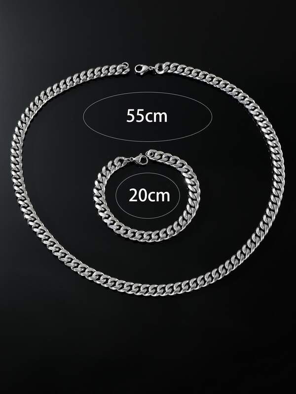 Men Minimalist Chain Necklace & Bracelet SHEIN USA