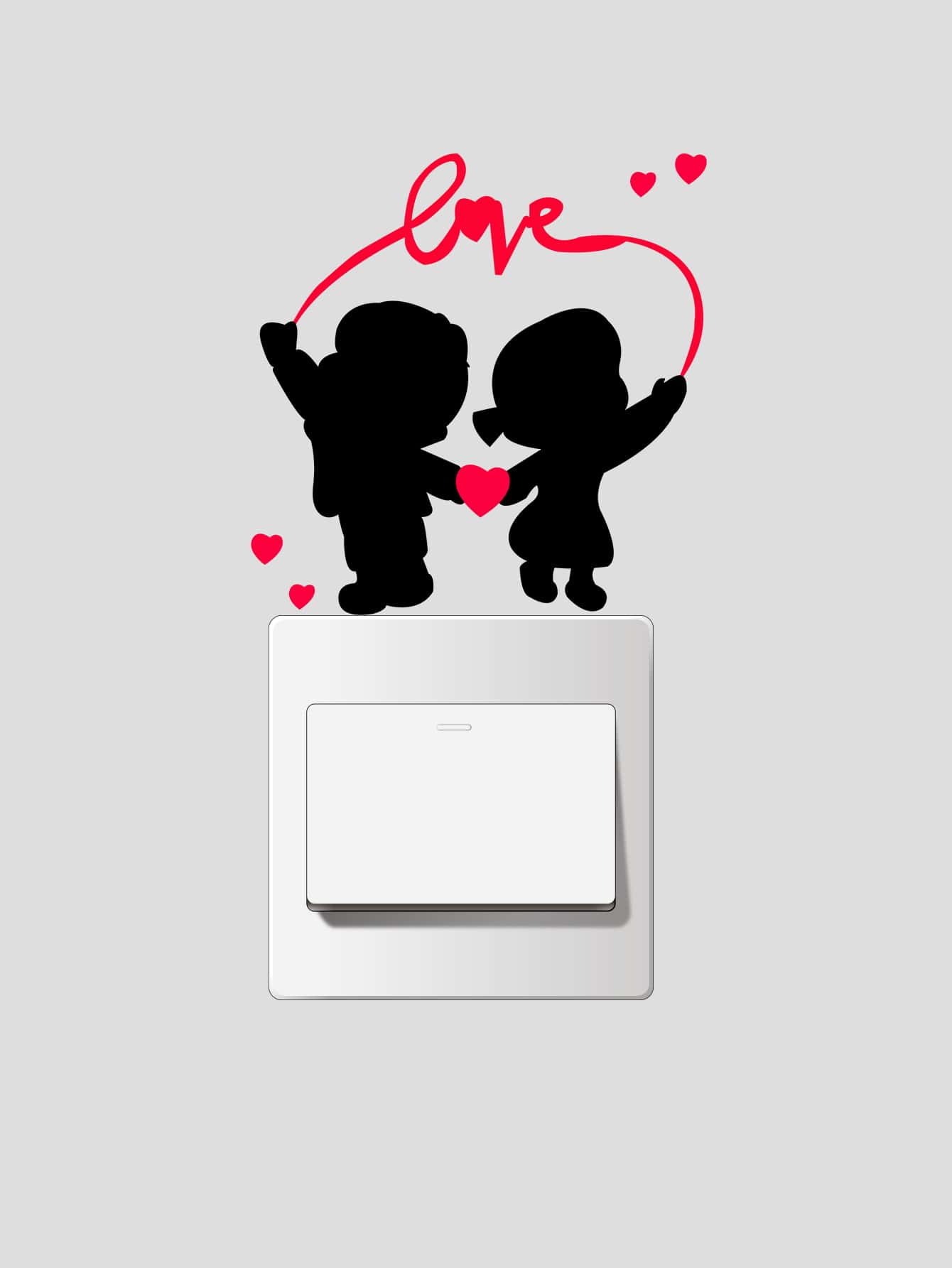 1pc Valentine's Day Figure Graphic Switch Outlet Wall Sticker, Stickers, Wall Decal, Vinyl Decal For Home Decorations, Spring Decoration Items Refresh Your Home, Rama Decoration Stickers Gifts Birthday Graduation - Multicolor - View 1