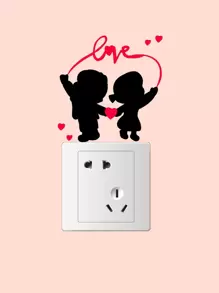 1pc Valentine's Day Figure Graphic Switch Outlet Wall Sticker, Stickers, Wall Decal, Vinyl Decal For Home Decorations, Spring Decoration Items Refresh Your Home, Rama Decoration Stickers Gifts Birthday Graduation - Multicolor - View 2