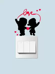 1pc Valentine's Day Figure Graphic Switch Outlet Wall Sticker, Stickers, Wall Decal, Vinyl Decal For Home Decorations, Spring Decoration Items Refresh Your Home, Rama Decoration Stickers Gifts Birthday Graduation - Multicolor - View 4