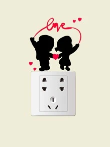 1pc Valentine's Day Figure Graphic Switch Outlet Wall Sticker, Stickers, Wall Decal, Vinyl Decal For Home Decorations, Spring Decoration Items Refresh Your Home, Rama Decoration Stickers Gifts Birthday Graduation - Multicolor - View 5