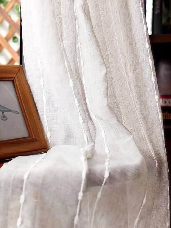 Embroidery Detail Single Panel Sheer Curtain SHEIN USA