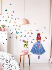 1 pieza Pegatina de pared con mariposa & con estampado de figura - Multicolor - Ver 2