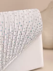 水鑽裝飾翻蓋鏈條方包 - 銀色 - 查看 5