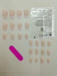 Instantly Upgrade Your Look, With 24pcs Long Almond Two Tone With White French Edge Glossy Full Cover False Nail, For Women And Girls - Multicolor - View 2