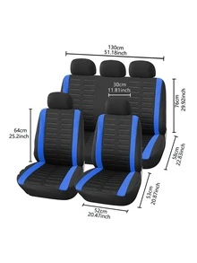 9pcs Two Tone Car Seat Cover - Multicolor - View 4
