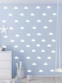 54入組雲朵圖案牆貼 - 白色 - 查看 1