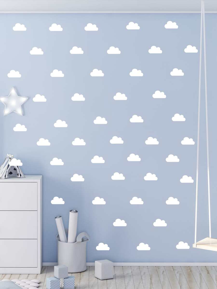 54入組雲朵圖案牆貼 - 白色 - 查看 1