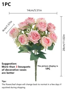 1/3PCS 仿真花玫瑰花束家居餐桌装饰摄影道具户外花园婚礼装饰新娘手捧花材料腕花派对装饰情人节礼物新年装饰 - 彩色 - 查看 2