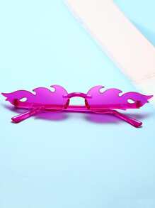 1 Pair Flame Design Decorative Fashionable Glasses For Women, Suitable For Halloween, Birthday Parties, General Occasions - Purple - View 4