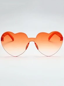 Heart Design Lens Fashion Glasses Y2K Summer Women Glasses Party Shades Beach Accessories Beach Accessories For Women Glasses Shades Basics Fall Winter Women Outfits Clothes Business Casual Gifts - Orange - View 2
