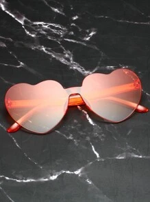 Heart Design Lens Fashion Glasses Y2K Summer Women Glasses Party Shades Beach Accessories Beach Accessories For Women Glasses Shades Basics Fall Winter Women Outfits Clothes Business Casual Gifts - Orange - View 4