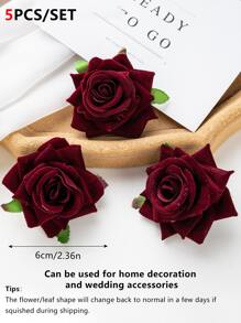 5 PIEZAS Flores artificiales Cabeza y brote de rosa Decoración de boda Flor de muñeca de novia Flor de mano Material de flor DIY Regalo del Día de San Valentín Material de decoración de caja de bombones, pastel, fiesta de cumpleaños Corola Material de decoración del Día de San Valentín, Año Nuevo.