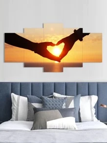 5 Miếng Dán Tường Họa Tiết Hoàng Hôn Nắm Tay Nhau Tình Yêu, PVC Tự Dính Chống Thấm Nước, Dùng Làm Miếng Dán Trang Trí Trong Phòng Khách Và Phòng Ngủ - Nhiều màu - Xem 2