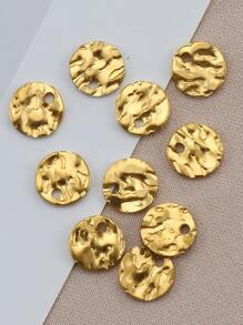 10pcs Textured Round DIY Pendant - Yellow Gold - View 1