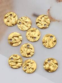 10pcs Textured Round DIY Pendant - Yellow Gold - View 2