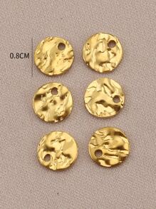10pcs Textured Round DIY Pendant - Yellow Gold - View 3