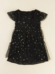 PETSIN 1pc Star Print Mesh Pet Dress - Black - View 2