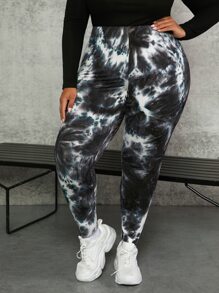 SHEIN CURVE+ Plus Tie Dye Leggings - Multicolor - View 4