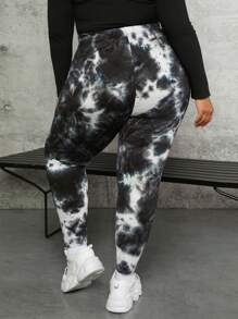 SHEIN CURVE+ Plus Tie Dye Leggings - Multicolor - View 5