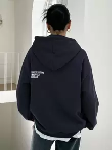 DAZY Hoodie Con Letra Gráfica Mangas Caídas Y Cordón