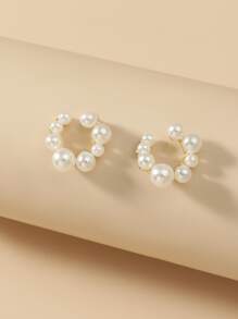 Aretes Con Perlas Falsas Para Decoración - Blanco - Ver 1