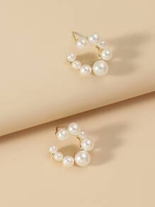 Aretes Con Perlas Falsas Para Decoración - Blanco - Ver 2