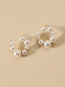 Aretes Con Perlas Falsas Para Decoración - Blanco - Ver 3