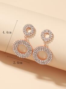 Rhinestone Round Drop Earrings - Rose Gold - View 3
