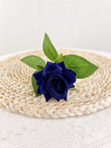 1 件仿天鹅绒单角仿玫瑰，适合家居装饰 - 藏蓝色 - 查看 2